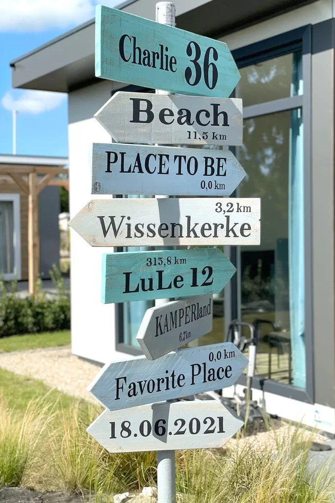 Holzwegweiser - Wegweiser aus Holz - Holzschilder - Liebevoll und individuell gestaltet - Strandbar - Outdoor